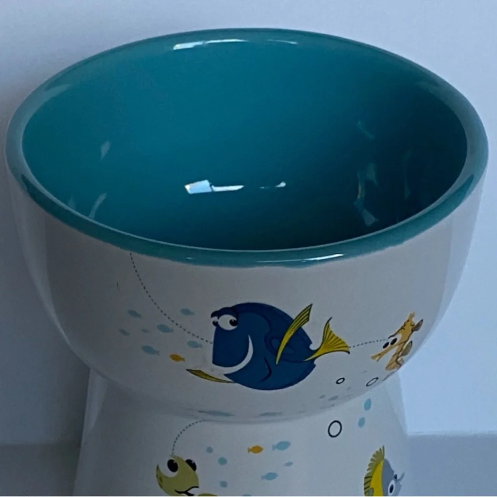 Finding Nemo Ceramic Cat Bowl Tall Chewy Ceramic Food Water Disney Pixar EUC